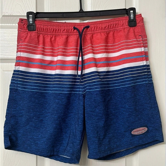 Vineyard Vines Men’s Red White Blue Swim Trunks Size Small - Picture 1 of 11